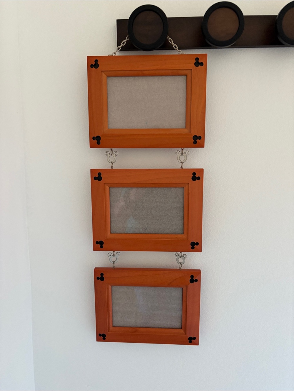Disney  Wood Photo Frame with Mickey hinges - Triple Hanging vertical frame